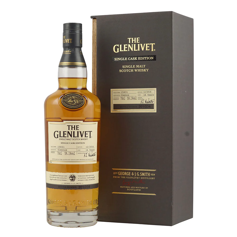 GLENLIVET SINGLE CASK WHISKY 70CL